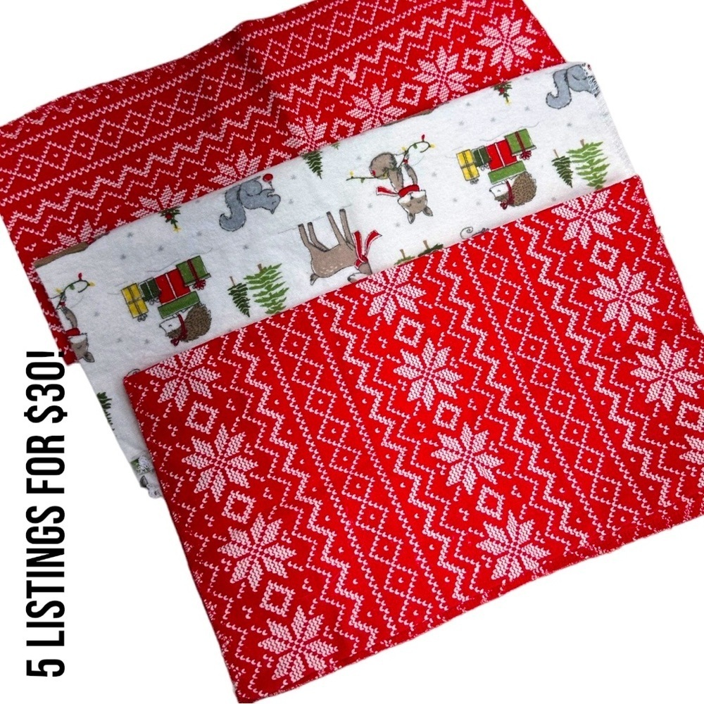 Hudson Baby Christmas Burp Cloths/Mini Receiving Blankets